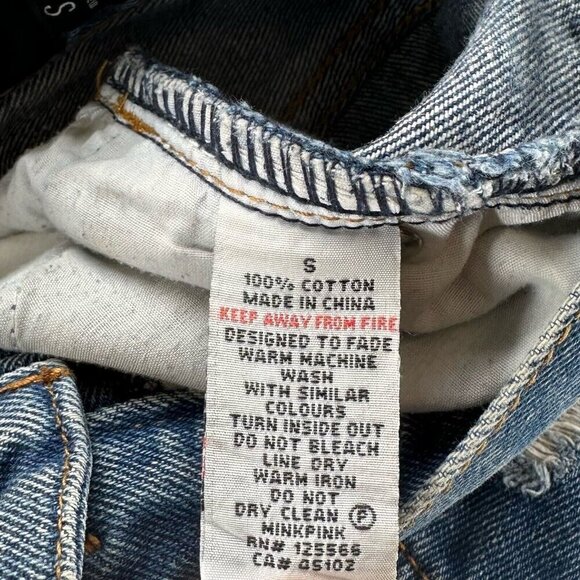 MINKPINK Shorts Womens Sz S Cut-Off Midrise Distressed Medium Washed Denim Blue - Picture 4 of 7